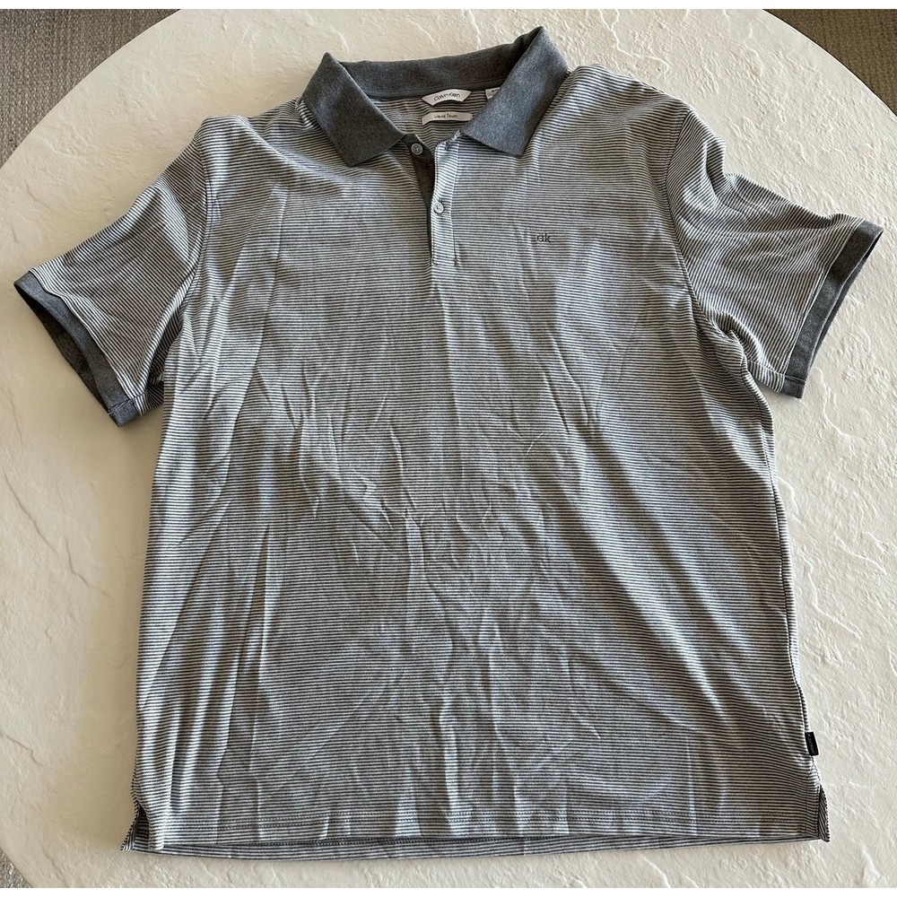Calvin Klein Liquid Touch Striped Short Sleeve Polo Shirt